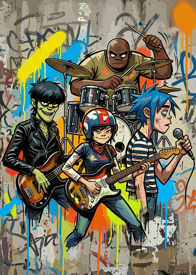 Gorillaz Band Graffiti Art Poster