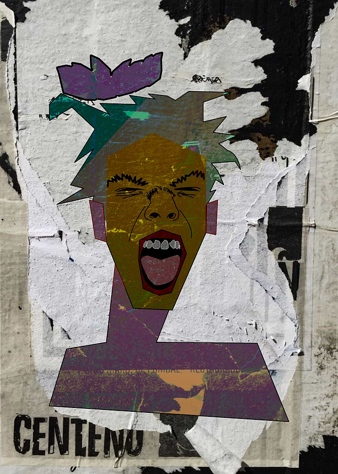 Abstract Screaming Face Street Art Poster