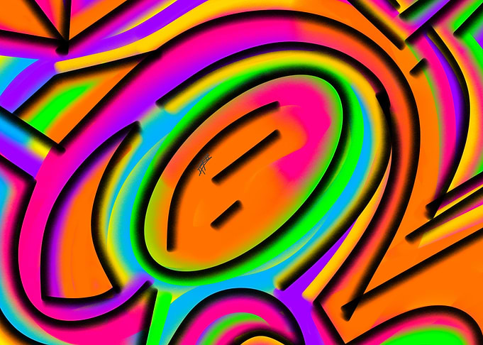 Vibrant Neon Abstract Geometric Art