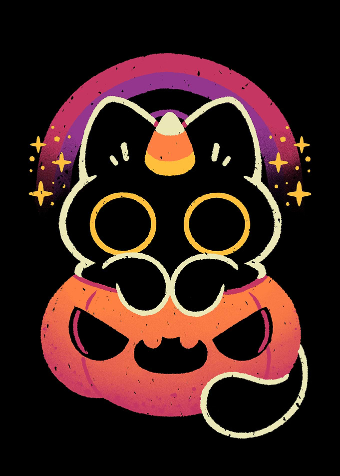 Cute Black Cats with Candy Corn