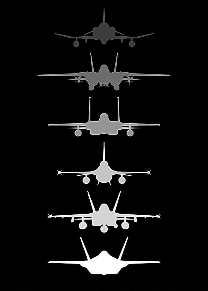 Fighter Jets F-4 F-14 F-15 F-16 F-18 F-35
