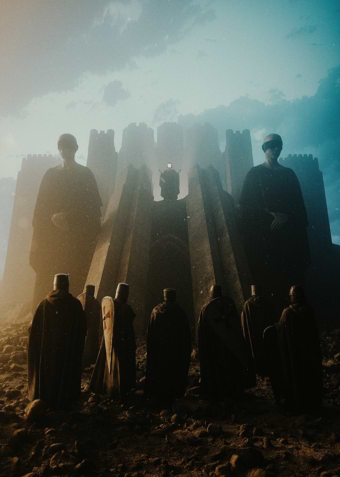Knights Before a Dark Fortress