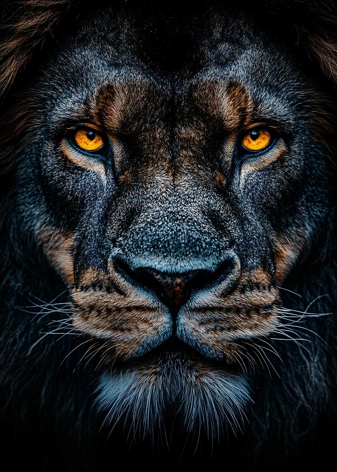 Intense Close-up Portrait of a Lion