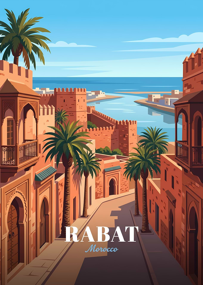 Vintage Travel Poster of Rabat Morocco