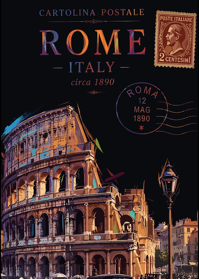Vintage Rome Colosseum Postcard Poster