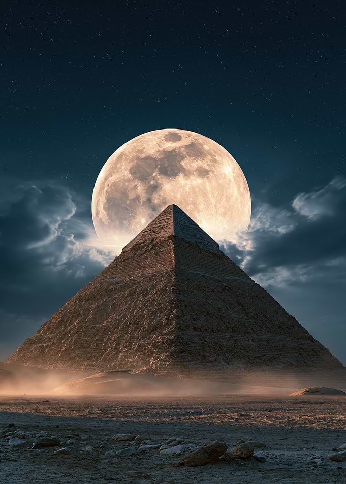 Great Pyramid Under Full Moon