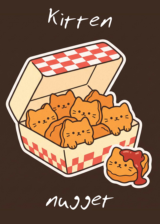 Cute Kitten Nugget Illustration