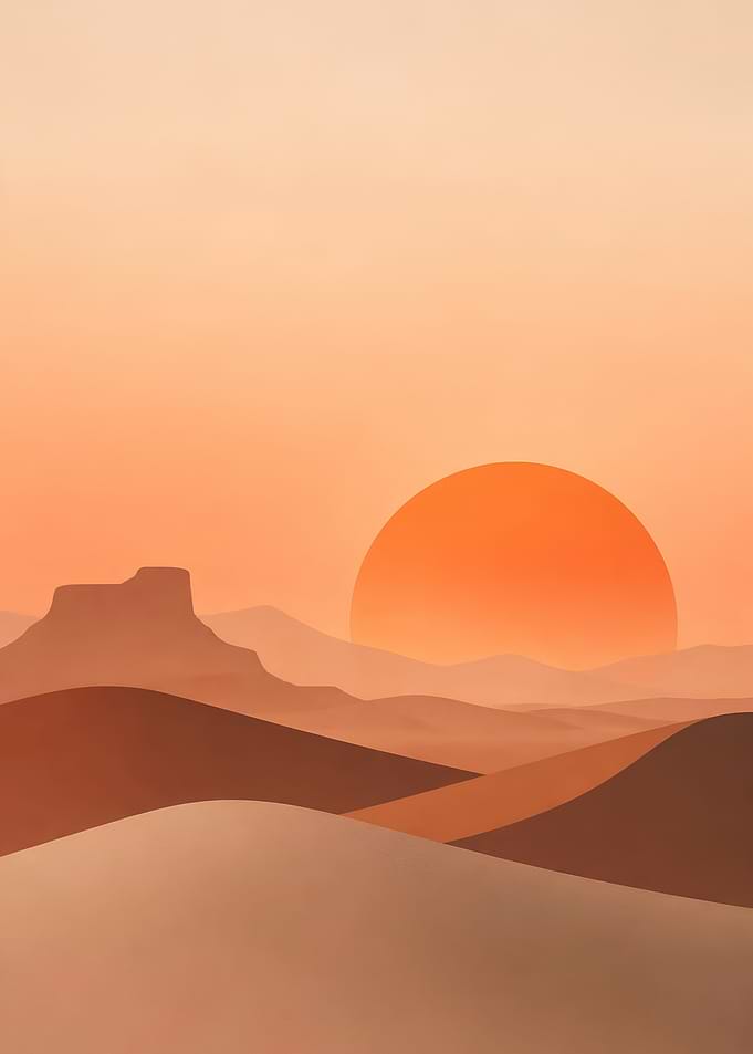 Minimalist Desert Sunset Landscape