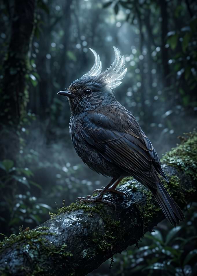 Mystical Bird with Glowing Crest