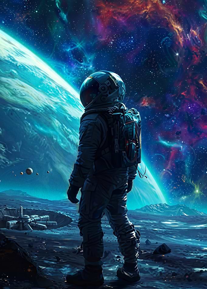 Astronaut Cosmos Galaxy Space Art