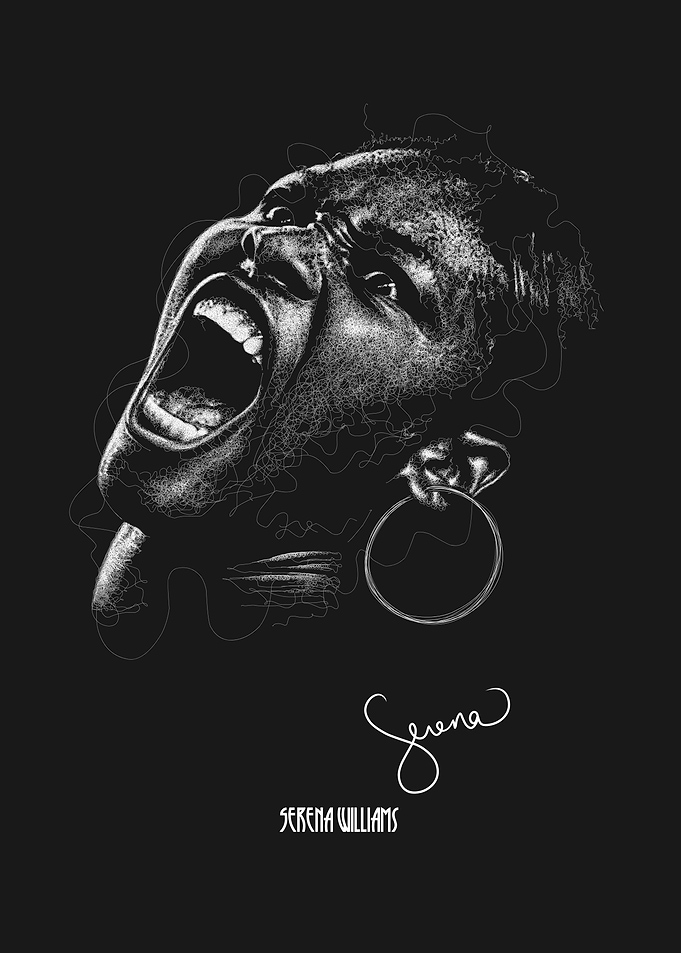 Serena Williams Portrait Scribble Art
