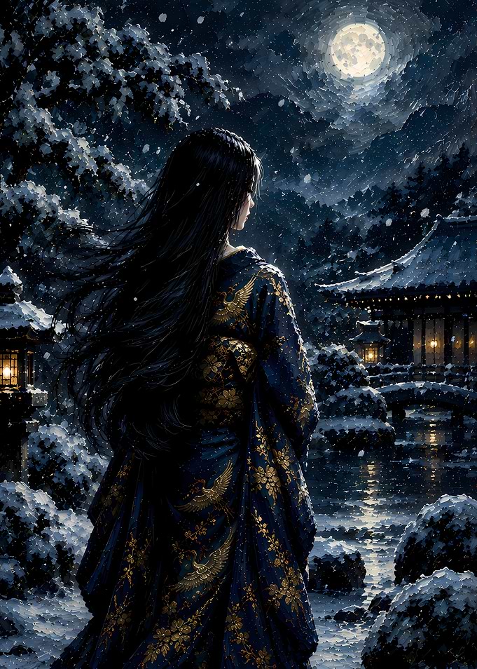 Snowy Solitude in Indigo