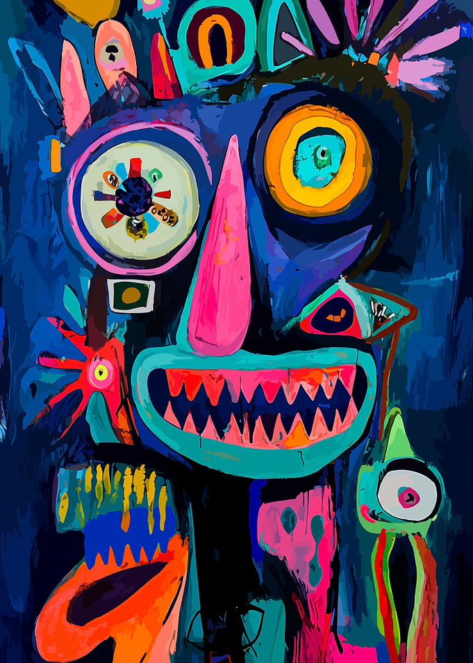 Abstract Neon Monster Portrait
