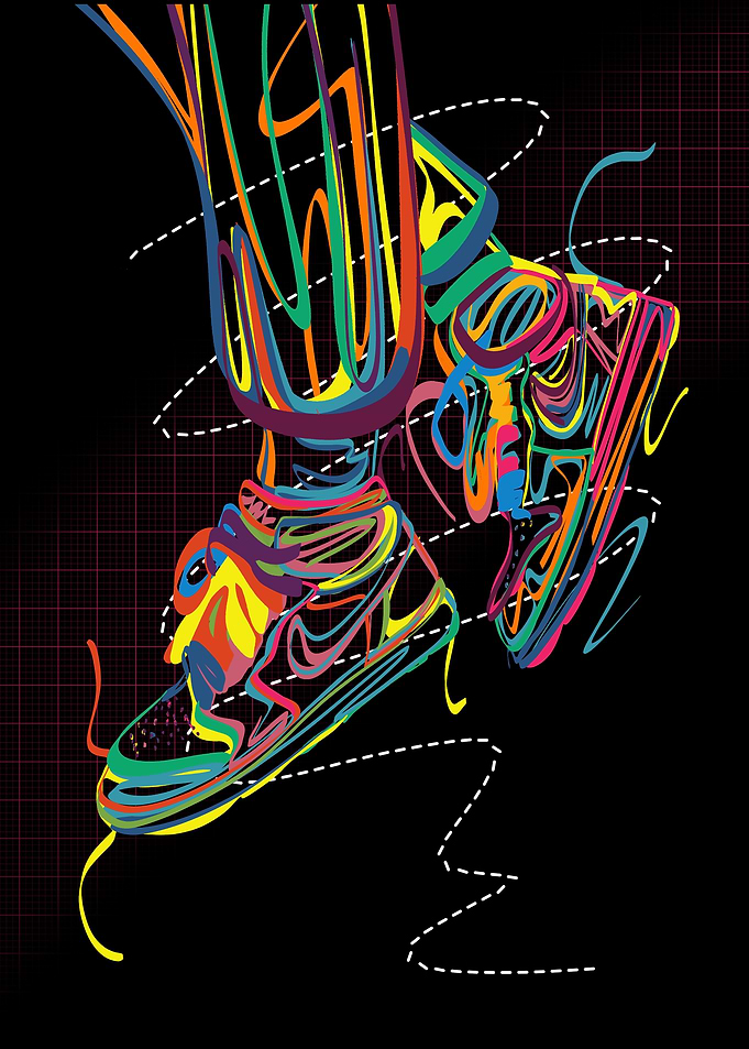 Abstract Colorful High-Top Sneaker Art