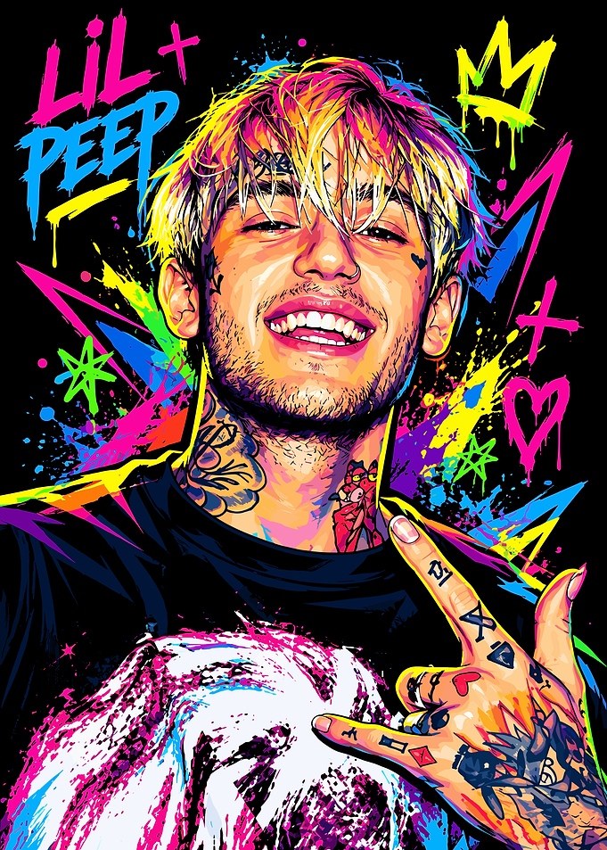Vibrant Lil Peep Pop Art Portrait