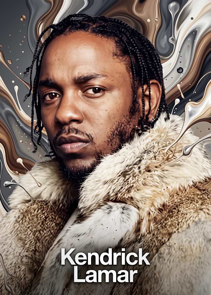 Kendrick Lamar Portrait with Liquid Accents