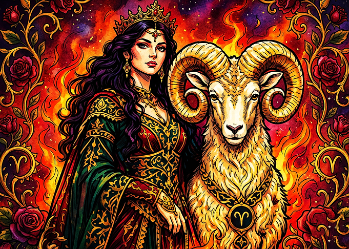 Aries Zodiac Queen Fantasy Art