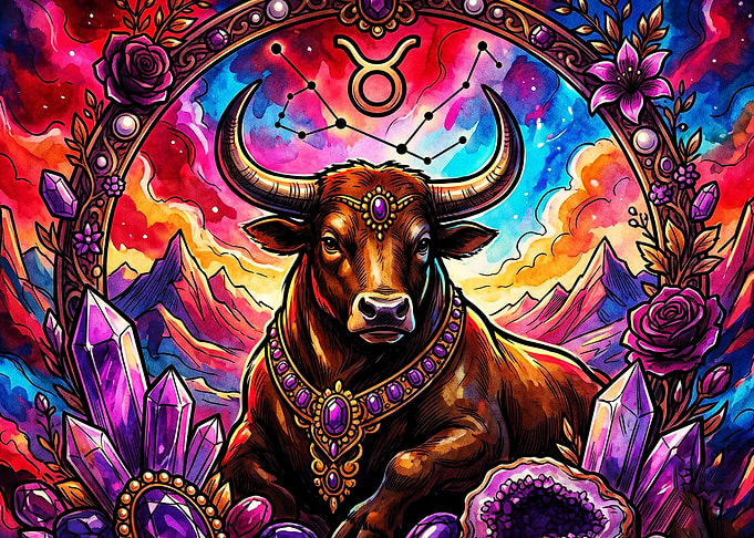 Taurus Zodiac Cosmic Bull Art Poste
