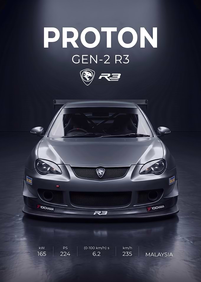 Proton Gen-2 R3 Sports Car Poster