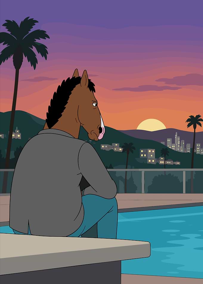 Bojack Horseman Sunset Poolside View