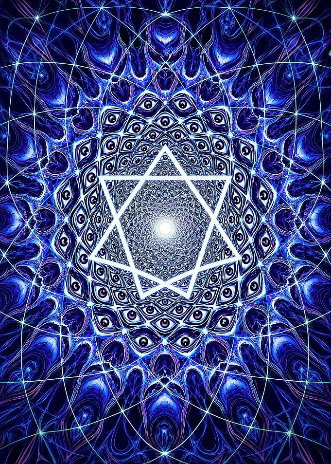 Blue Psychedelic Star of David Mandala