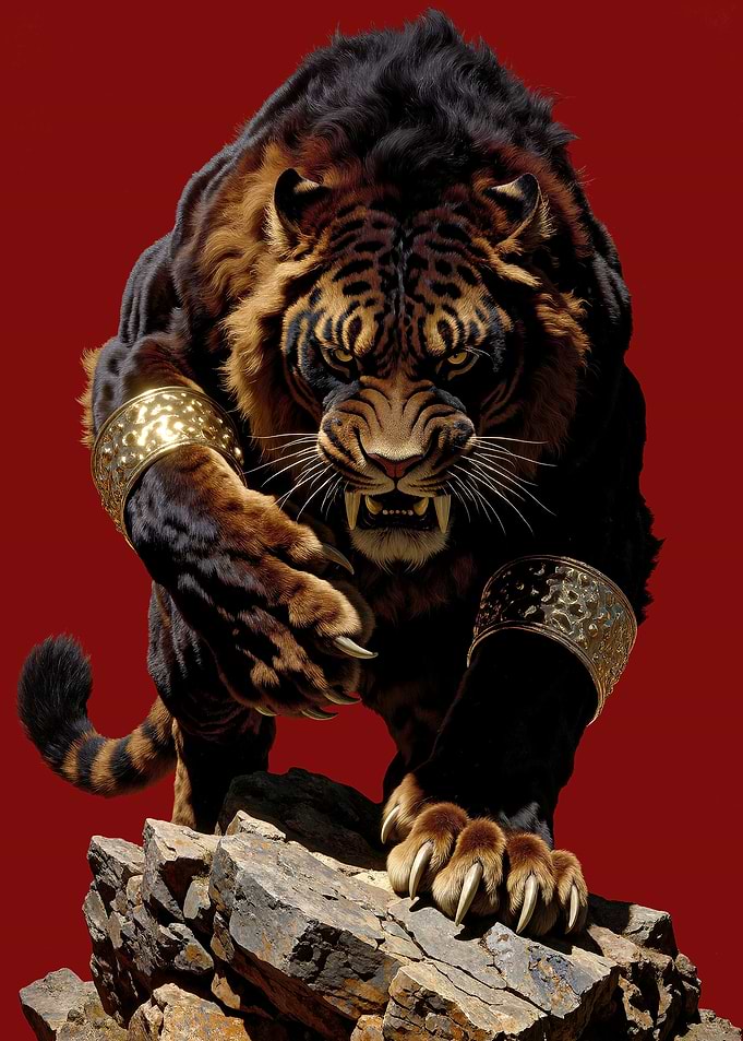 Ferocious Sabertooth with Gold Cuffs