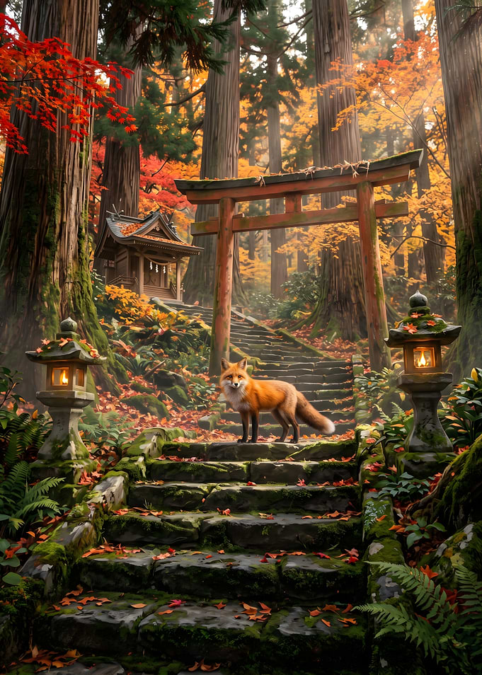 Fox at a Japanese Shrine