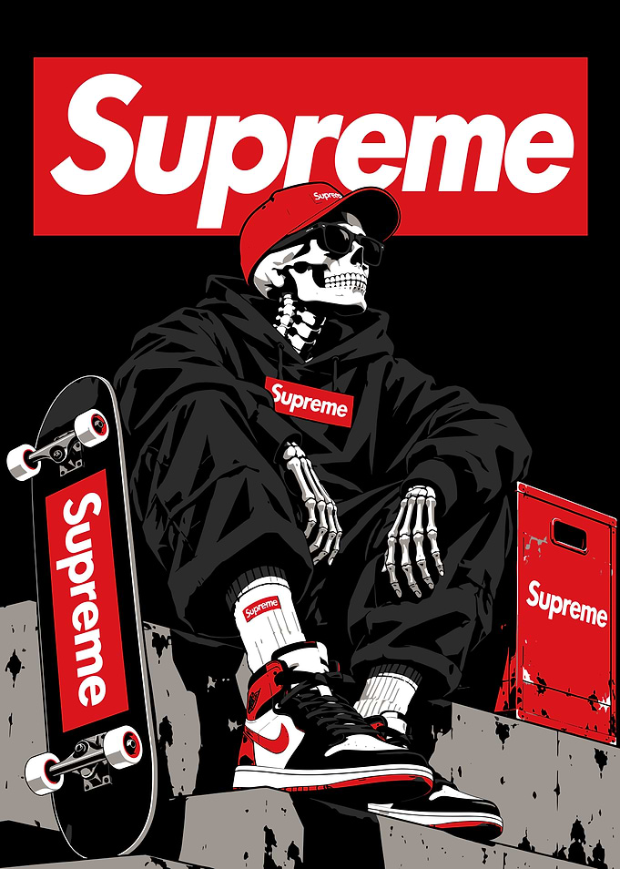 Supreme Skeleton Skater Illustration