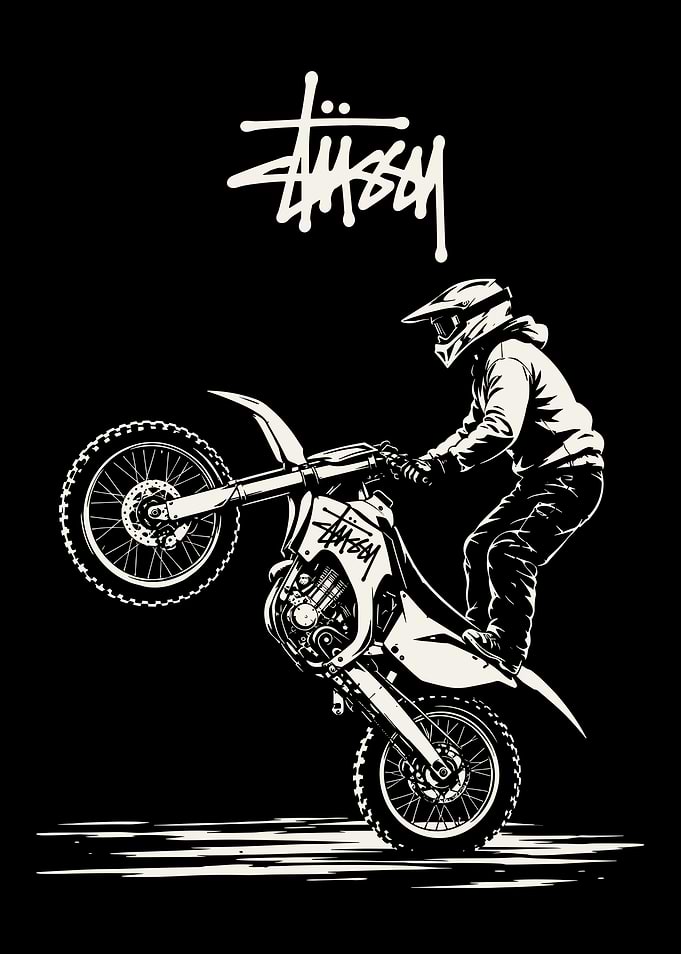 Stussy Motocross Wheelie Graphic