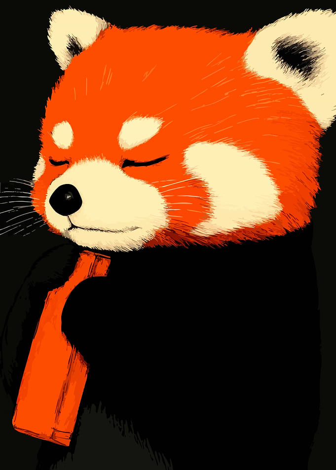 Cute Red Panda Holding Bottle