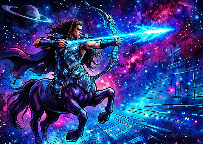 Sagittarius Zodiac Space Art Poster