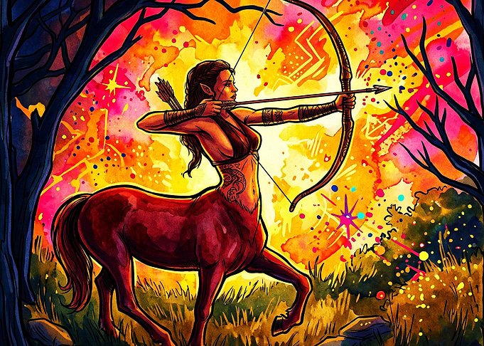 Centaur Archer Fantasy Watercolor A