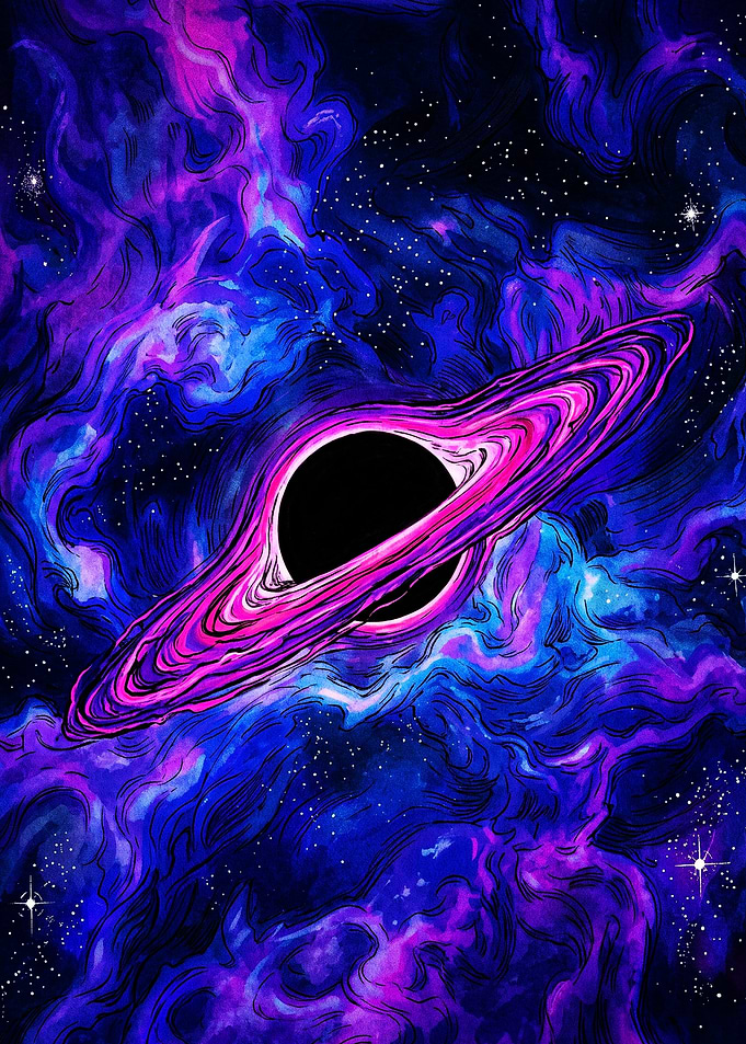 Vibrant Neon Black Hole Illustration