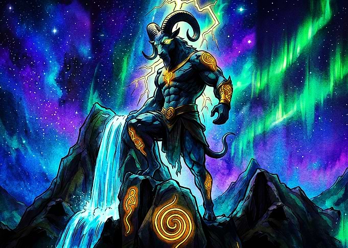 Aries Ram God Cosmic Fantasy Art