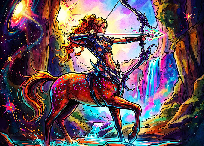 Centaur Archer Cosmic Neon Art