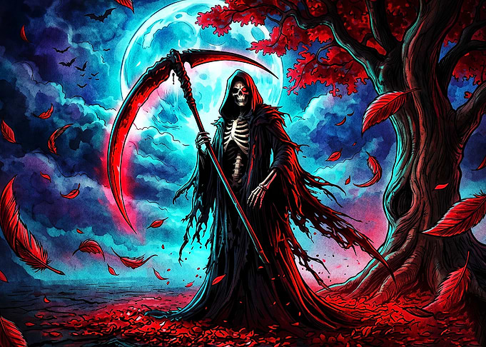 Grim Reaper with Glowing Scythe