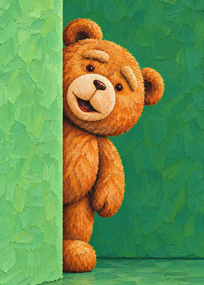 Ted Bear Peeking Around Corner