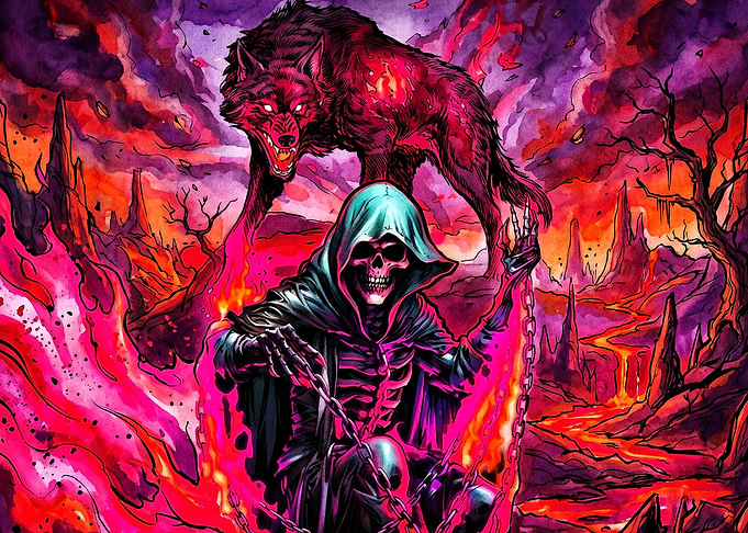 Grim Reaper and Hellhound in Inferno
