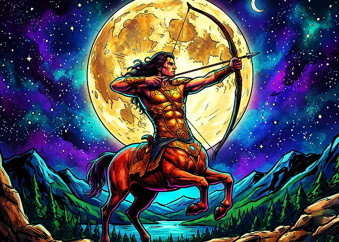 Centaur Sagittarius Moon Cosmic Art