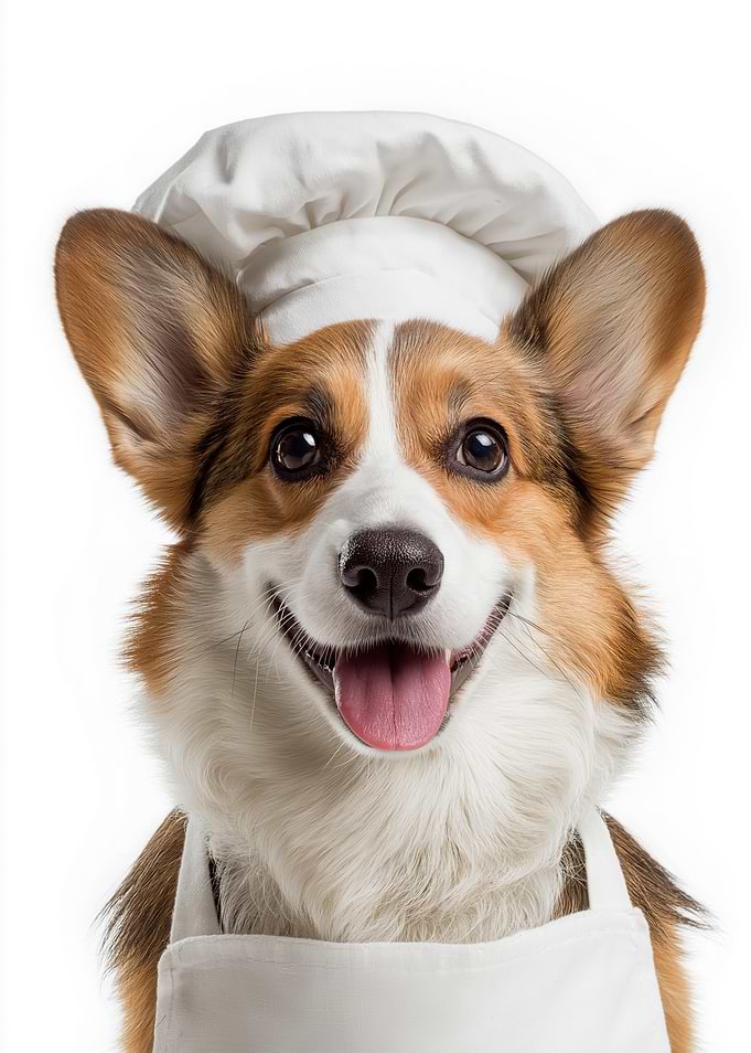 Adorable Corgi Chef Wearing Hat