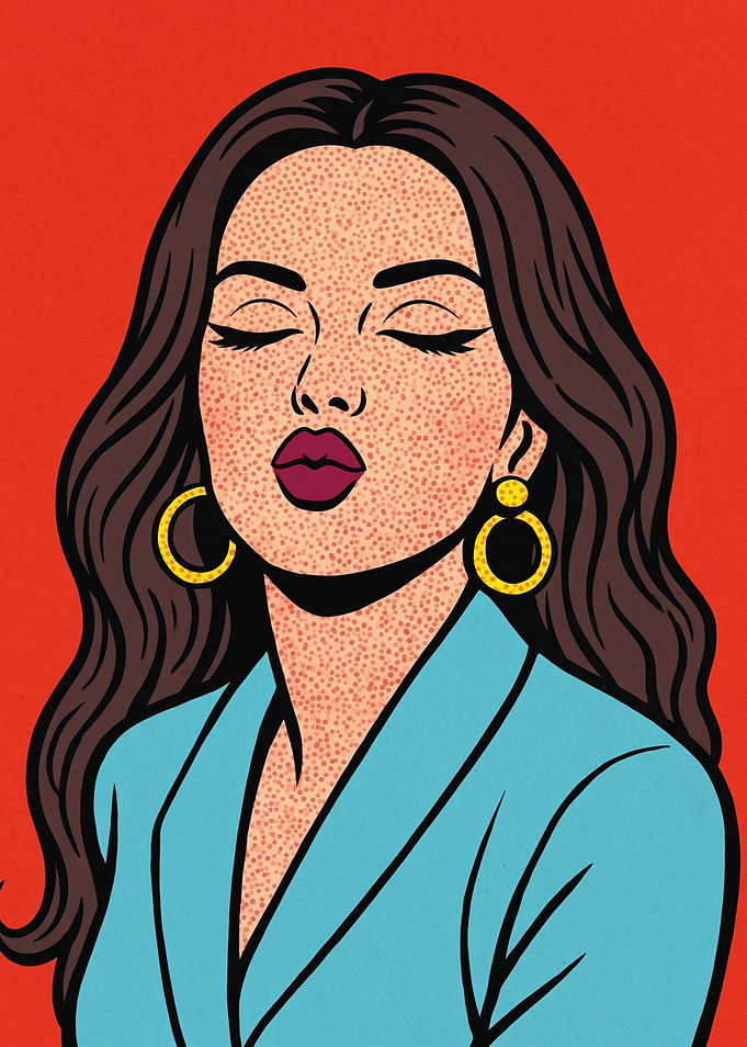 Pop Art Woman Blowing a Kiss