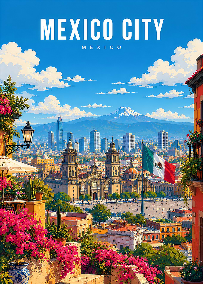 Mexico City Travel Poster