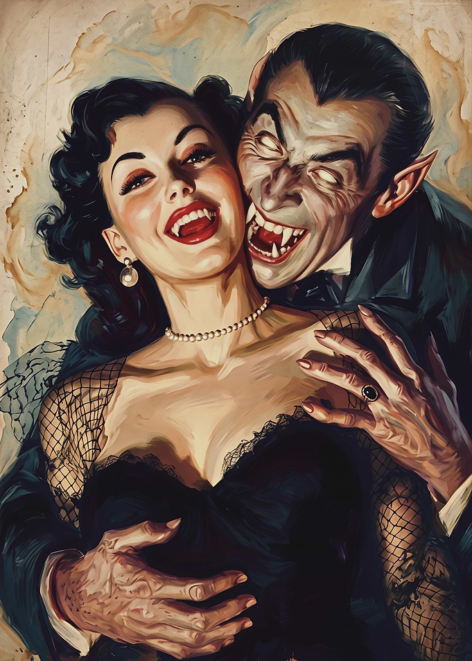 Vintage Vampire Romance Illustration