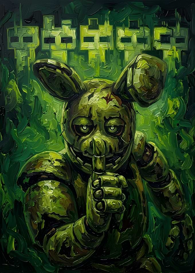 Springtrap Shushing Oil Painting