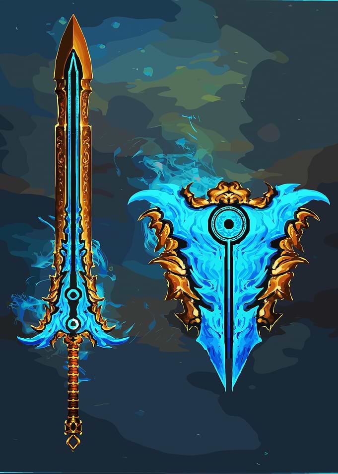 Fantasy Golden Sword and Shield Set