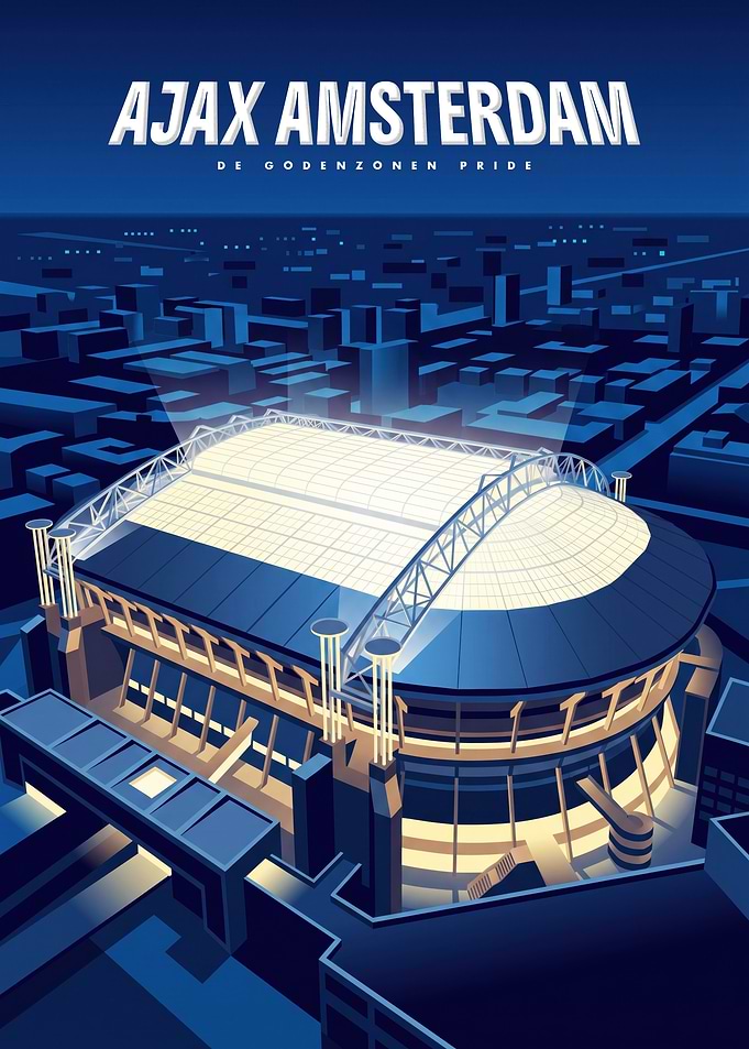 Ajax Amsterdam Stadium Night Poster