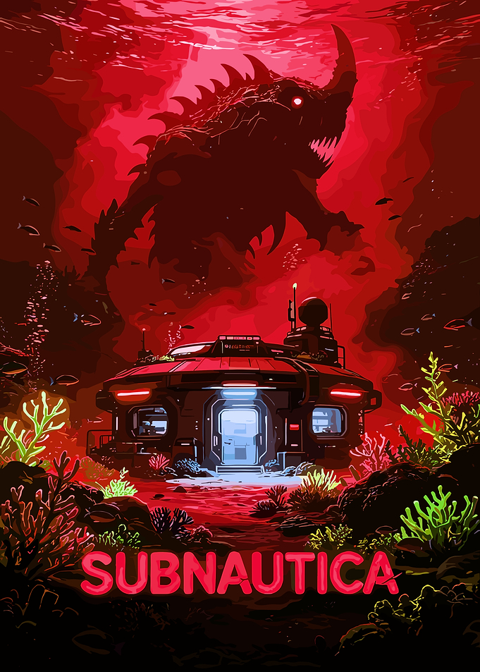 Subnautica Underwater Base and Sea Monster