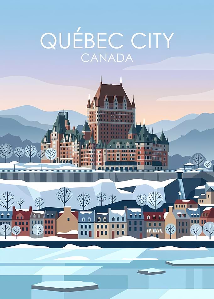 Quebec City Winter Travel Poster