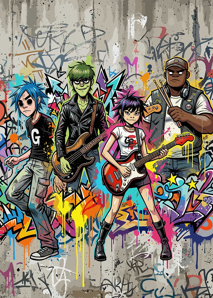 Gorillaz Band Graffiti Wall Art