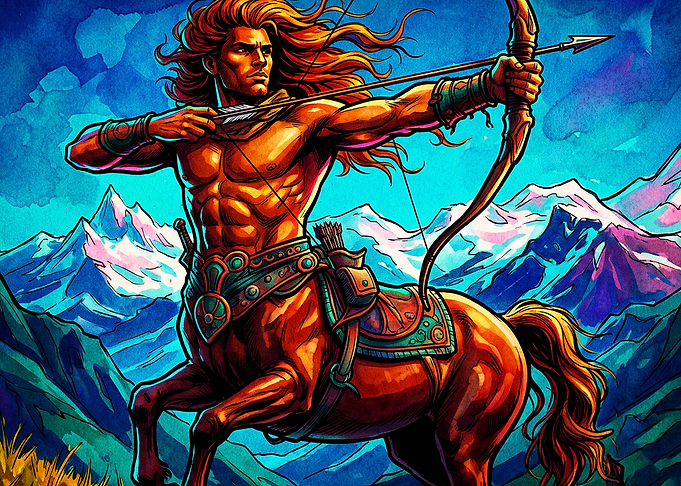 Centaur Archer Fantasy Watercolor A